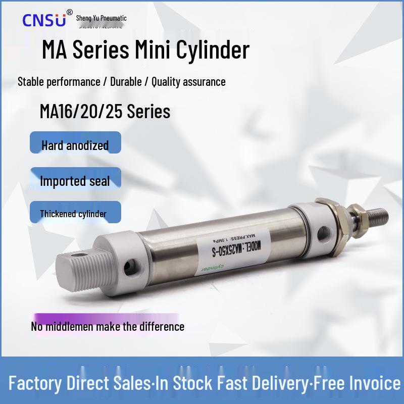Airtac Stainless Steel Mini Pneumatic Cylinder MA16x25 To MA16x200-SCA