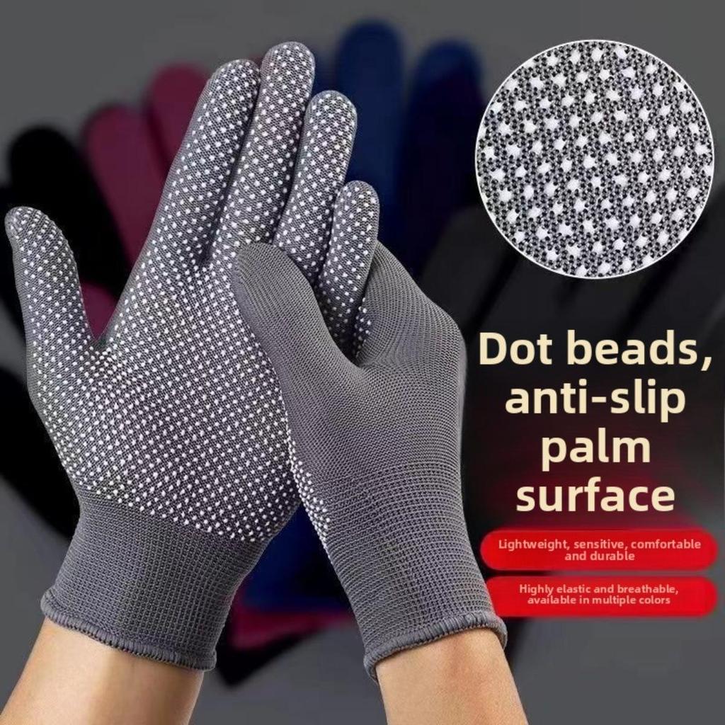 20/10 Pairs Nylon Dotted Gloves Labor Protection Gloves, Nylon Anti Slip Gloves, Driver's Driving, Gardening, Adhesive Point Plastic Gloves