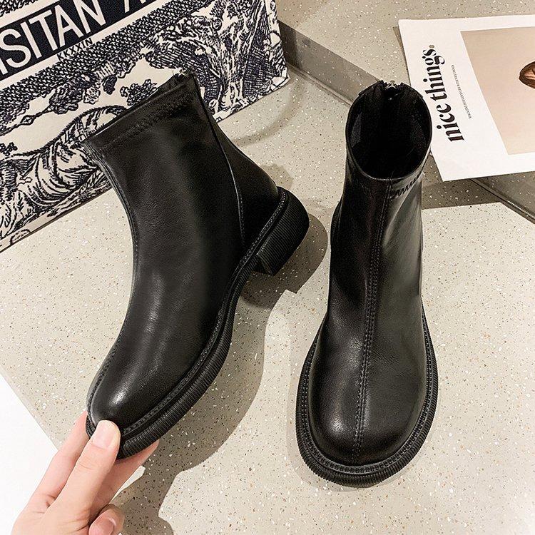 French British style fashion boots women's 2025 autumn and winter new Martin boots round head fashion versatile short boots women