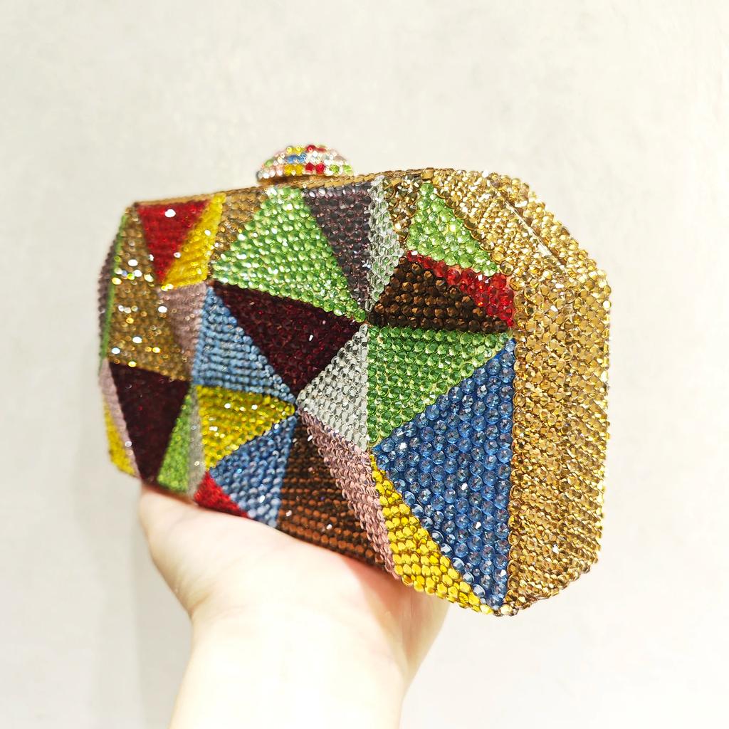 Yellow/Green/Blue Multicolored Diamond Evening Clutch Bags WHTUOHENG Women’s Crystal Rhinestone Wedding Handbag Party Purse