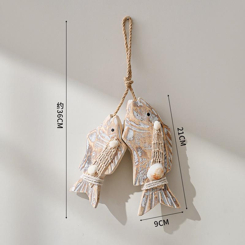 Pandantiv Frigarui Pește din Lemn Vintage - Decor de Perete Rustic Mediteranean