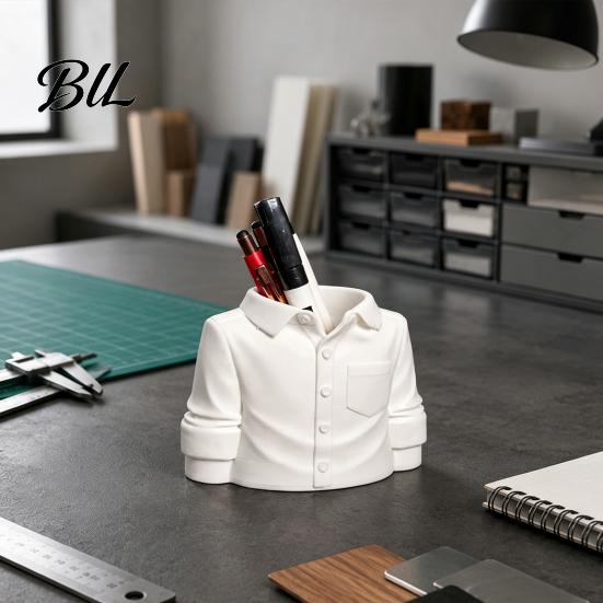 Cute Desk Accessories for Office 3D Printed Shirt Shape Pen Holder, Novelty Stationery Organizer, Small Holder Decorative Large Capacity Container