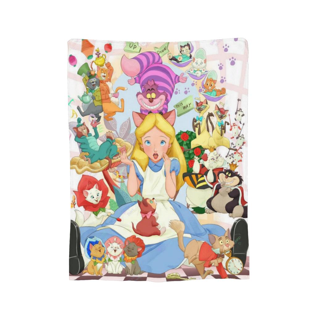 Alice In Wonderland Knitted Blanket Plush Throw Blanket Bed Sofa Decoration Soft Warm Bedsprea,