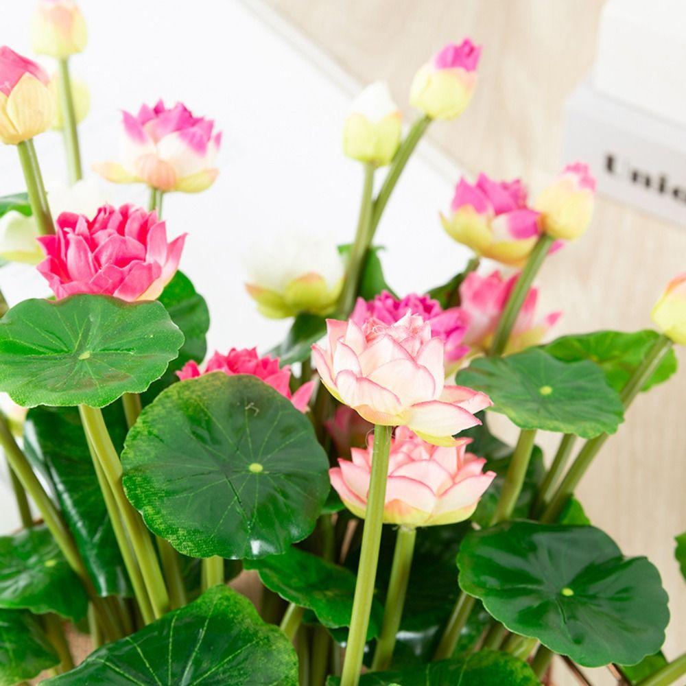 Artificial Lotus Flower Pvc Fake Flowers Simulation Lotus Leaf  Garden Make Scenery