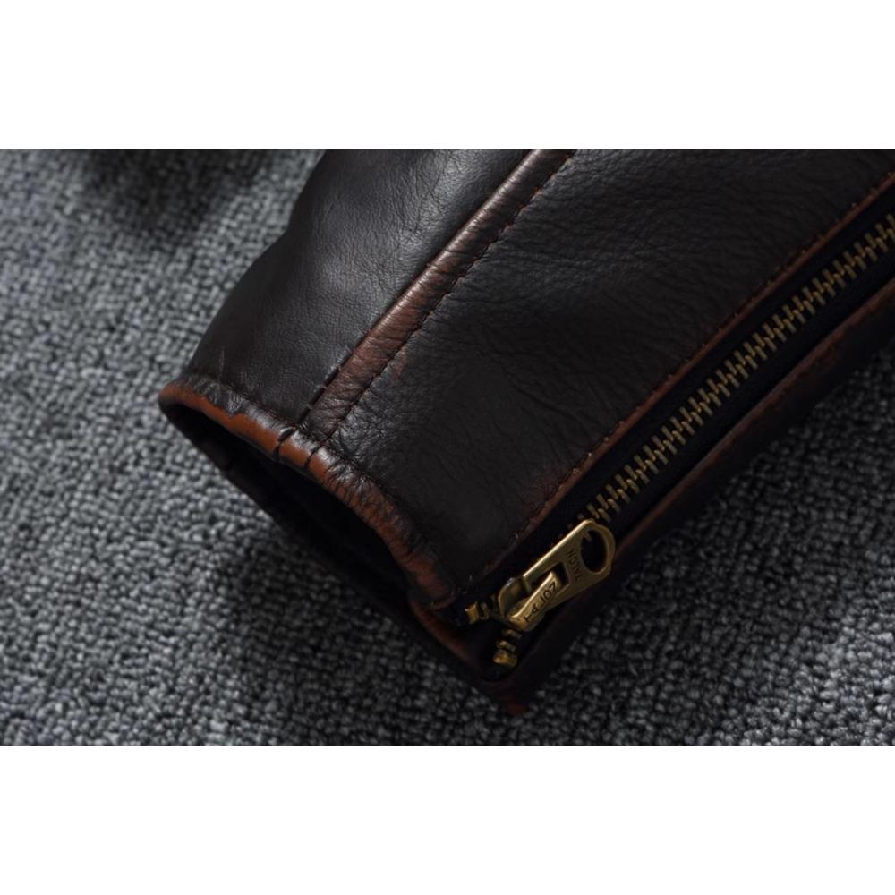 Stile RL Top Layer Oil Waxed Pelle di Vacchetta Vera Giacca Uomo Collo Alto Marrone Motociclo Giacca Uomo Biker Giacca Primavera Autunno