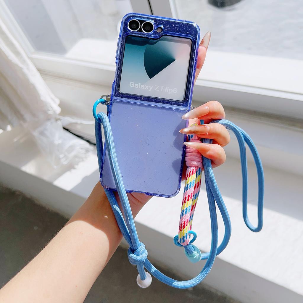 Per Xiaomi MIX Flip 2 1 mixflip2 Custodia per Telefono con Laccetto a Tracolla Regolabile Glitter Colore Caramella Pieghevole Cover Antiurto