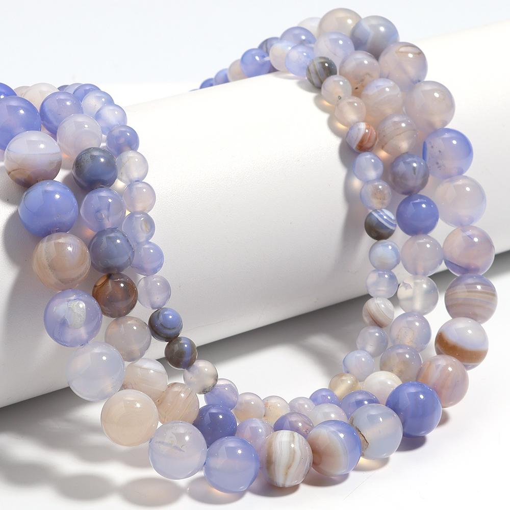 Natural Agates Stone Beads 6/8/10mm Sky Blue Round Loose Spacer Beads For Jewelry Making DIY Crafts Bracelets Necklace Supplies