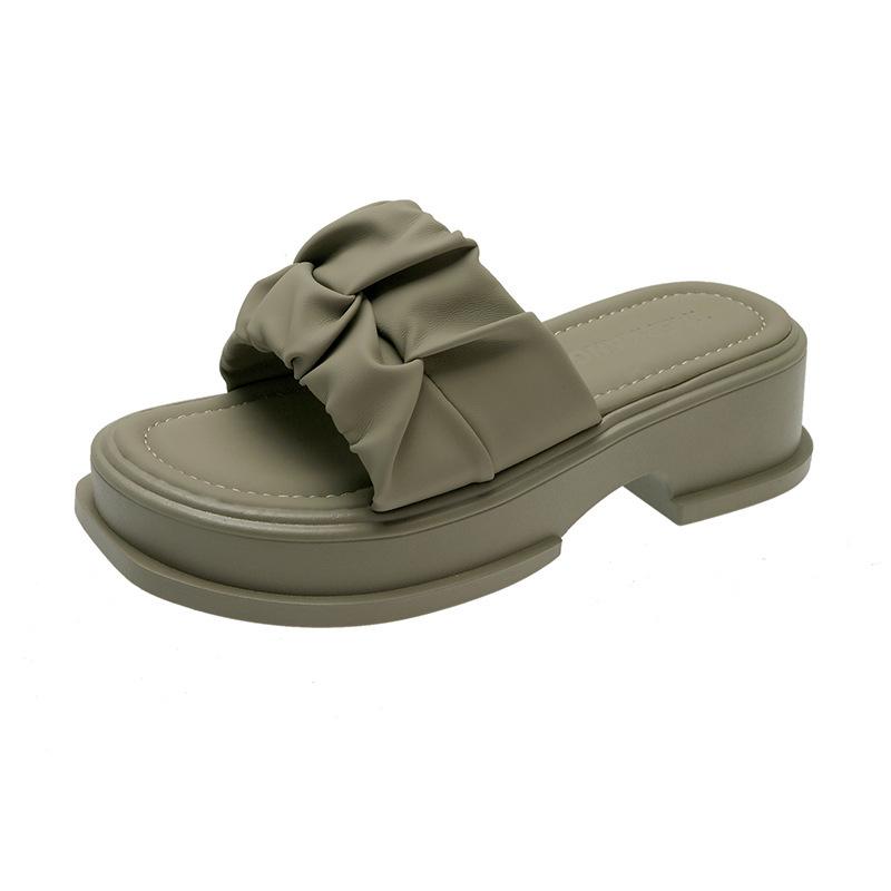 Korean Version Women's Platform Slippers Elegant Wedge Solid Color Sandal Shoes for Women Outdoor Versatile Leisure Slippers New
