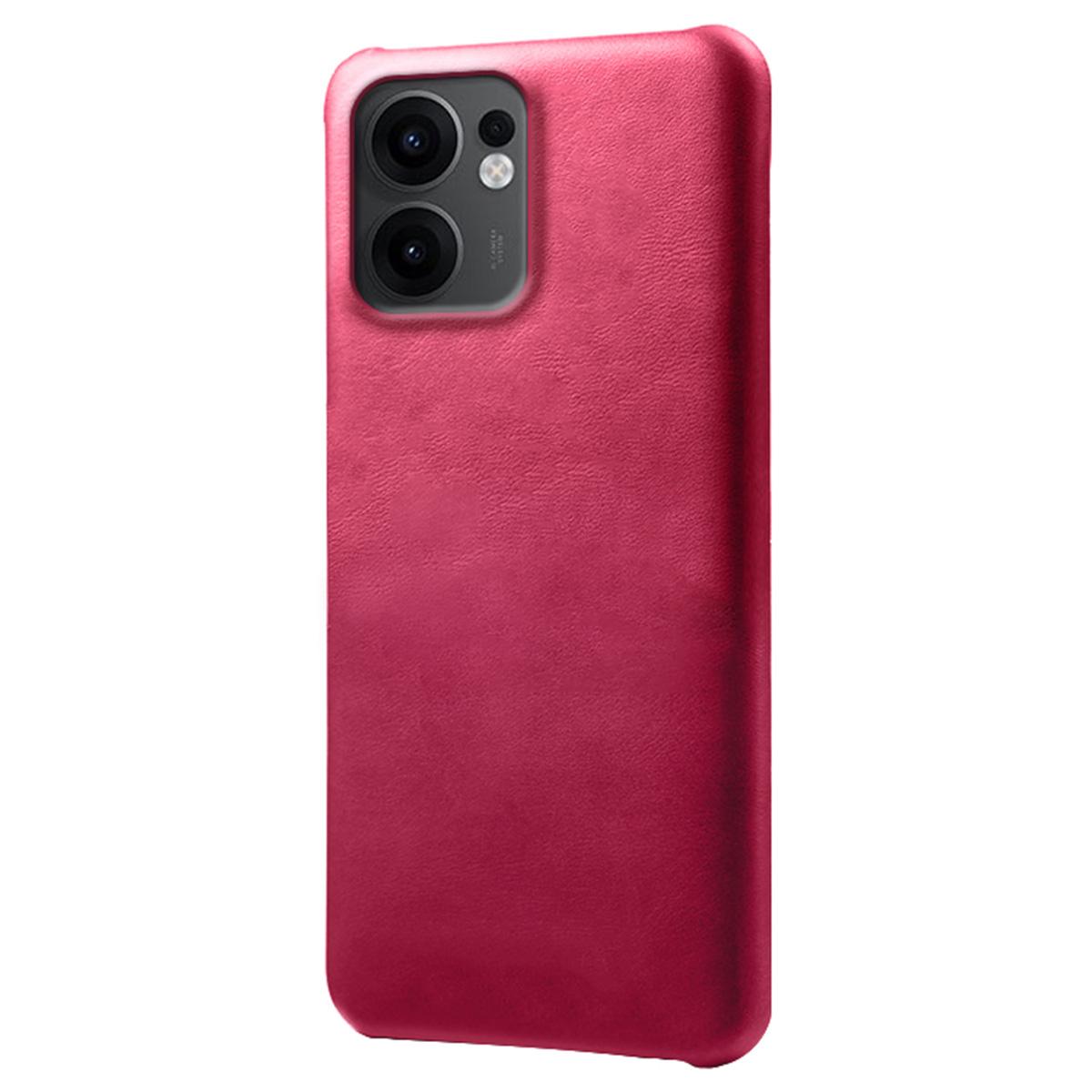 

For Oppo Reno13 F 5G Case Calf Texture PU Leather Hard PC Protective Phone Cover Rose