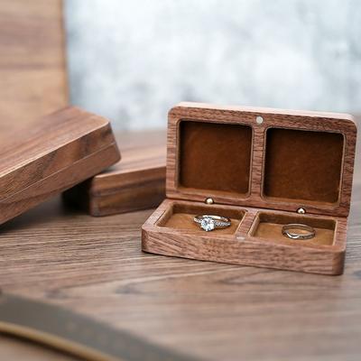 Large Capacity Couple Ring Box Wooden Rings Gift Box Portable Ring Bearer Box  Necklace
