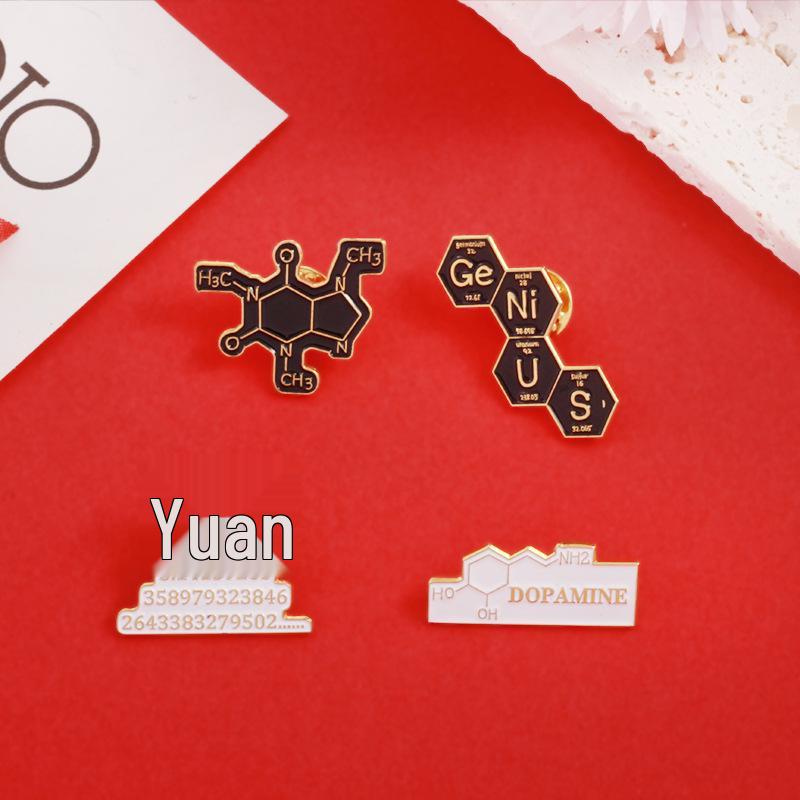 Math & Chemistry Molecule Design Alloy Brooch - Science Teaching Ornament