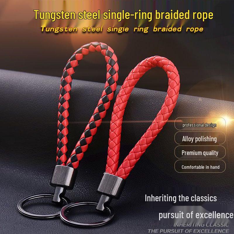 Handmade Braided Leather Keychain: Thick Cord for Practical Waist or Bag Hanging, Perfect for Couples.