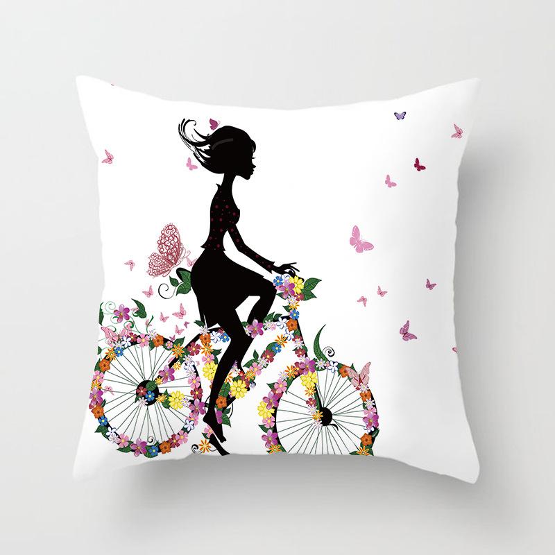 Cartoon Gorgeous Sweet Girl Photo Sofa Throw Pillow Cover Wedding Party Birthday Holiday Decoration Home Decor Cushion Cover
