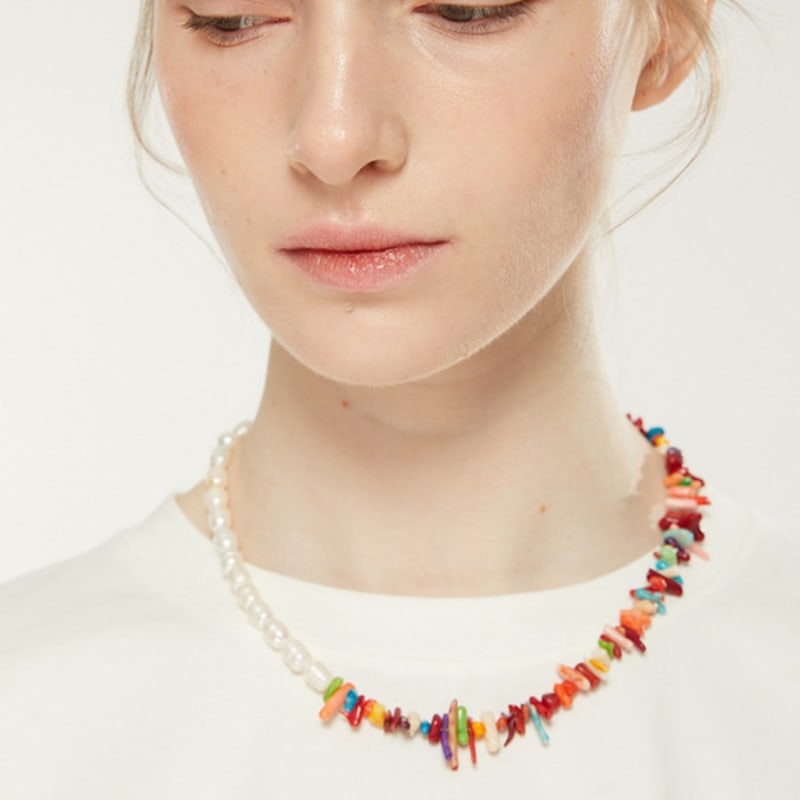 Iannmore Rainbow Coral & Pearl Necklace