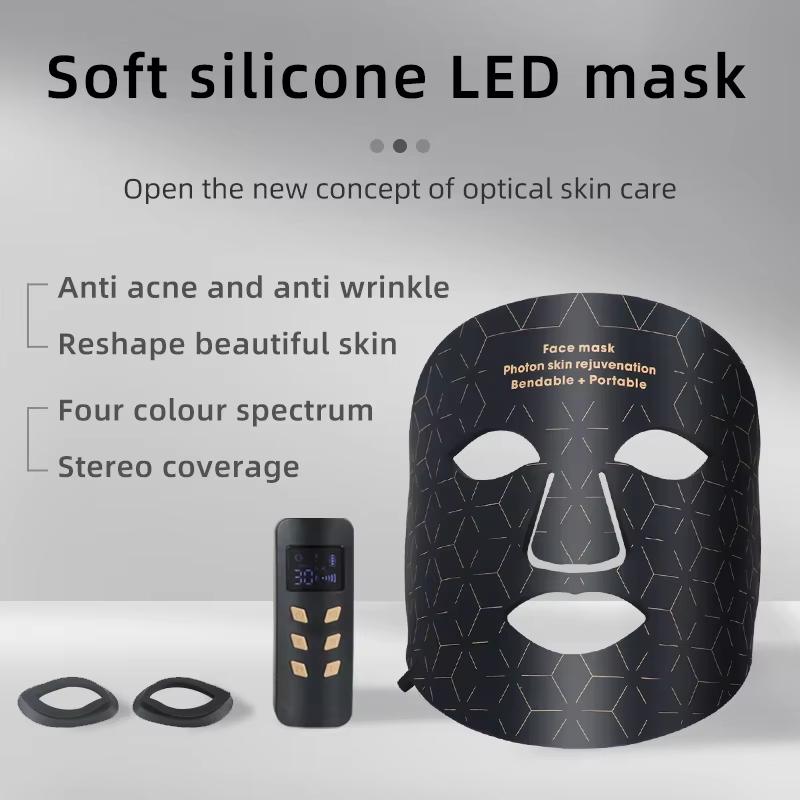 4 Color LED Face Mask with 240 Beads Photon Therapy, Oil Control & Skin Brightening, Reduces Wrinkles & Acne Care for Facial Rejuvenation