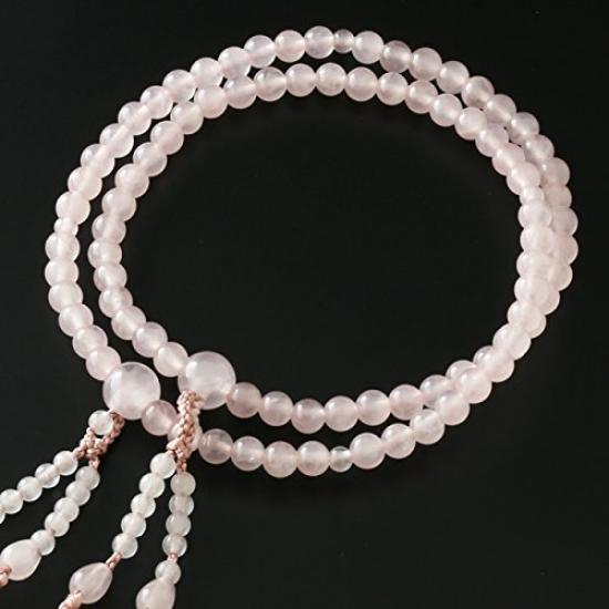 Kyoto Butsudan Hayashi Buddhist Prayer Beads for Eight Sects (Universal) Rose Quartz (Women's) Formal Style [Prayer Beads Bag Set] SW-089 Kyoto
