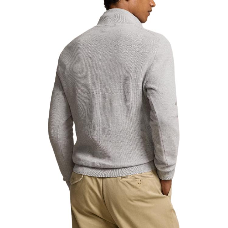 Polo Ralph Lauren Logo Embroidered Solid Color Mock Neck Pullover Sweater Men sweater Gray 710918165-007