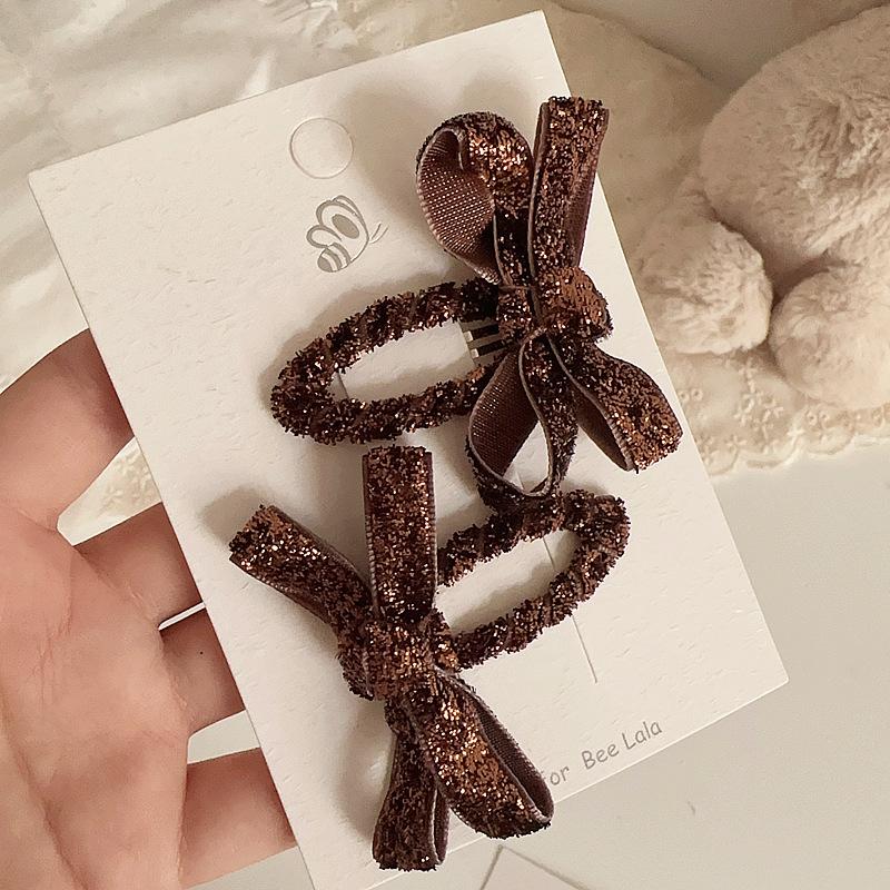 2pcs Black Color Elegant Princess Hair Clip for Kids Retro Lace Bow Toddler's BB Clip Sweet Headwear Hair Accrssories