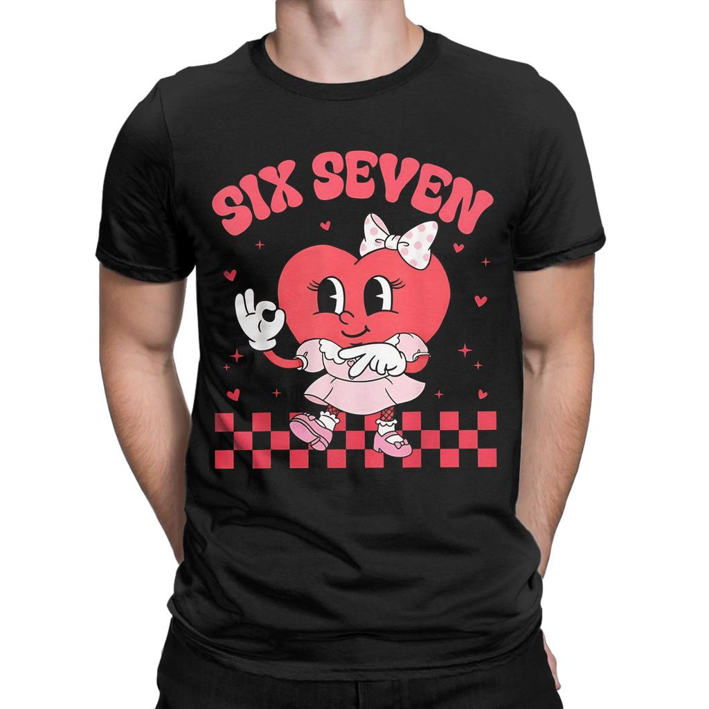 Harajuku T Shirt Beach 6 7 Happy Valentine Hearts Fashion T Shirts Cotton Tshirt for Men Awesome Big Size Short Sleeve Tops