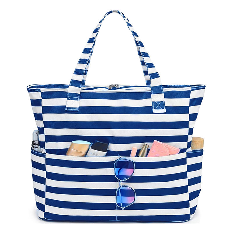 1PC Beach Tote Bag Lightweight Foldable Multi-Pocket Design With Zipper Bag Perfect For Pool Travel Gym And Outdoor Adventures Handbag