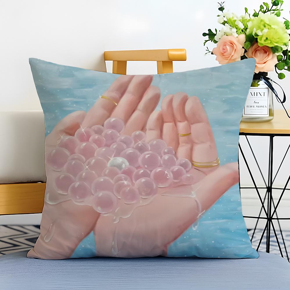 Works by Polish Artist Monika Marchewka Cushion Cover Washable Linen Comfort Soft  for Sofa Bed Cozy Home Room Decor