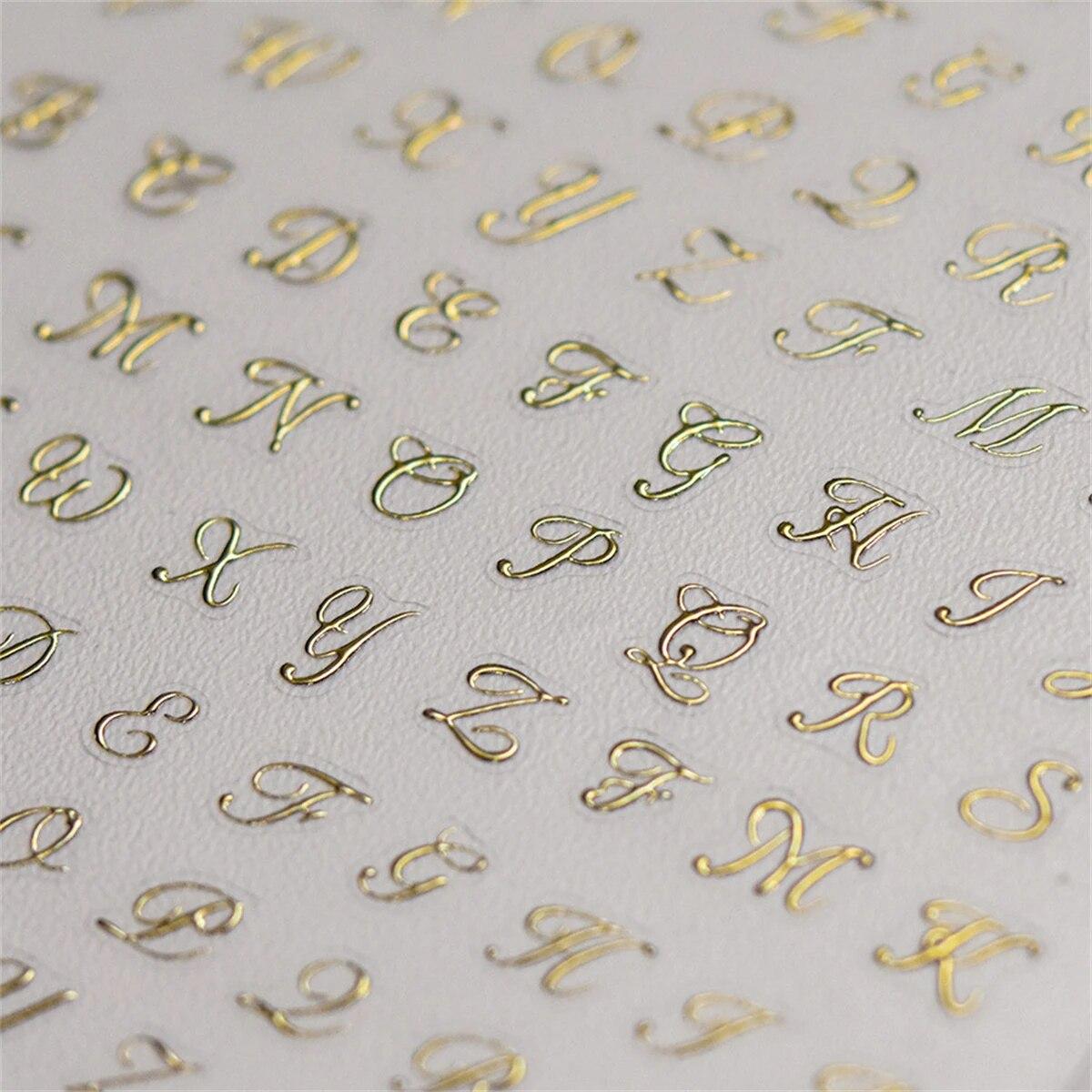

1 шт. 5D бронзовые Ретро английские буквы для дизайна ногтей, подвески, наклейки, роскошные золотые, серебряные украшения для ногтей, наклейки, клейкий слайдер «сделай сам»