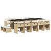 15 Piece Outdoor Dining Set with Cushions Beige Poly Rattan