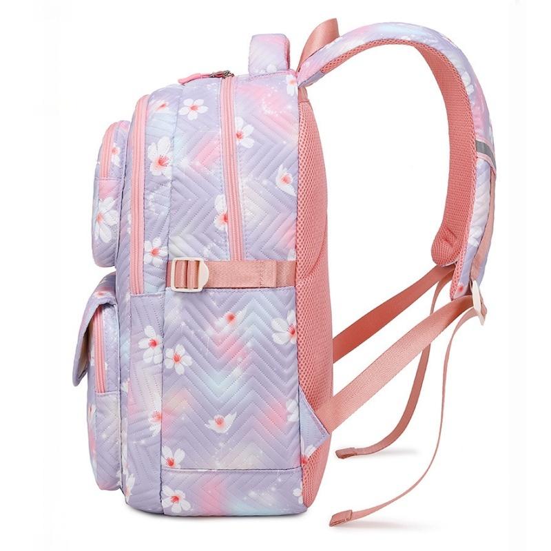 Jesień Nowy Zestaw 3 szt. Plecaki z Nadrukiem Kwiatowym, Uroczy Słodki Plecak dla Ucznia Szkoły Podstawowej Klasy 1-3-6, Modna Torba na Książki z Podwójnym Ramieniem z Torbą na Bento i Piórnikiem