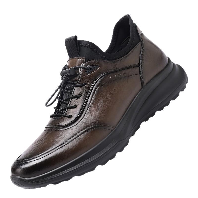 Red Dragonfly Men's Waterproof Leather Sports Shoes, Spring 2026: Thick Sole, Height-Boosting, Commuting & Travel Footwear.