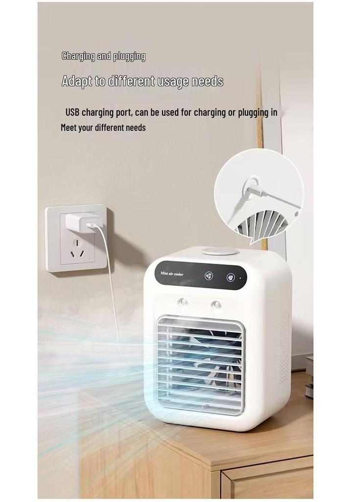 Compact Portable Air Conditioner Fan, Dorm Spray Cooler, Humidifying Electric Desktop Fan