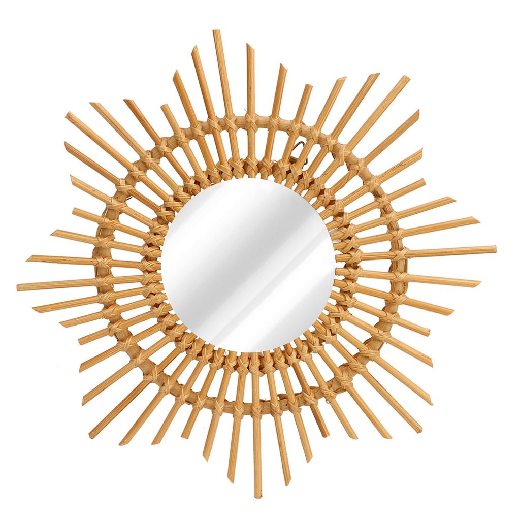 Wall Decor Rattan Mirror Star Shape Unique Simple Handwoven Mirror for Bedroom Living Room Hallway