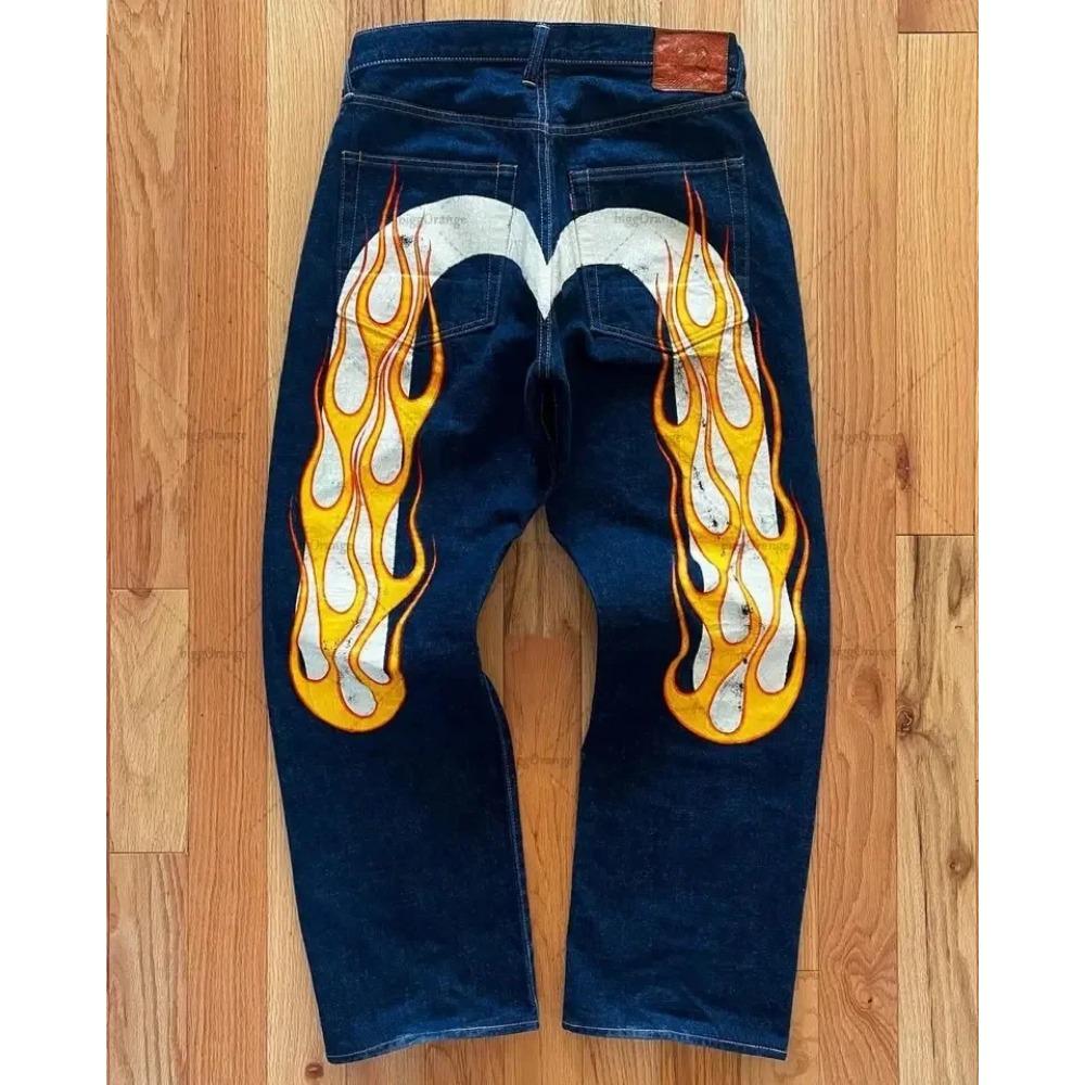 

RogueWave Gothic Y2K Ретро Уличная одежда Черные Карго Панк Винтаж K-pop Принт Широкие Джинсовые Брюки XXL