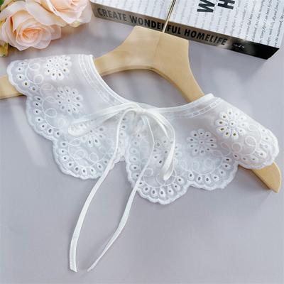 White Lace Fake Collar Women's Blouse Cloud Shoulder Scarf Shawl Embroidered Flower Detachable Collar Top Clothing Accessories