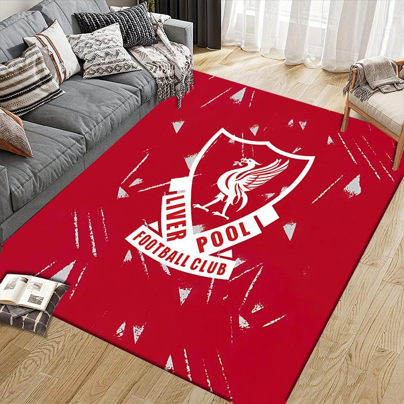 Liverpool Football Club Flanellmuster Quadratischer Teppich, Läufer, Teppich für Wohnzimmer Schlafzimmer Sofa Spielzimmer Dekor, Rutschfeste Fußmatte