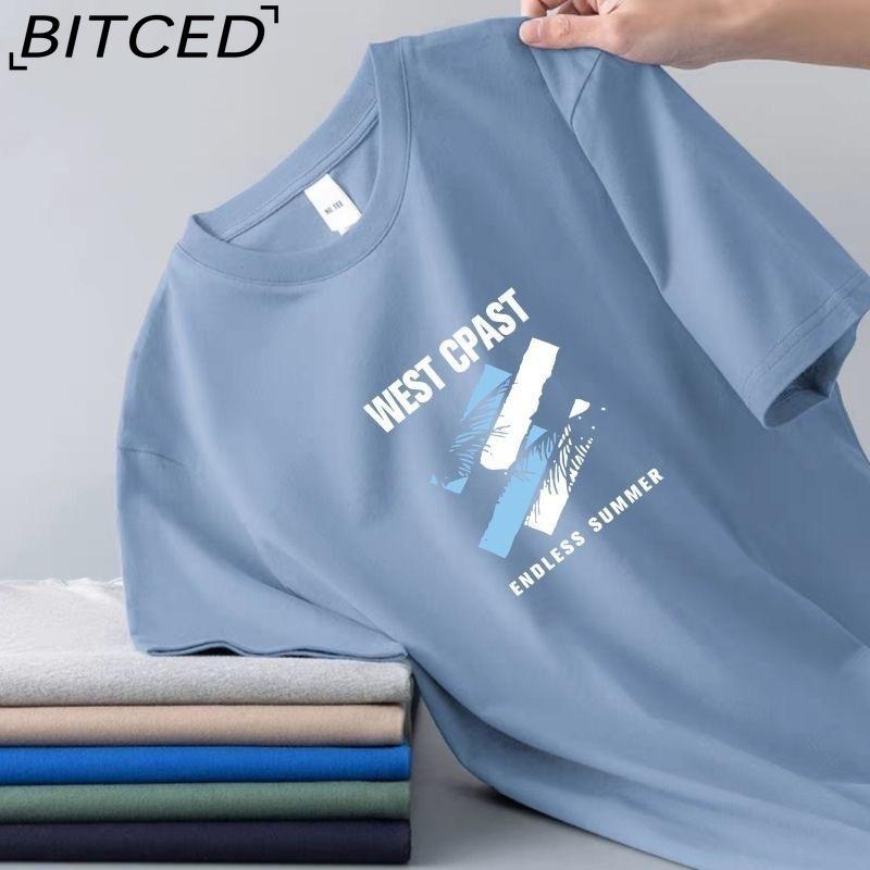 BITCED Cotton Short Sleeve T-shirt Men's Fashion Loose Half Sleeve Shirt Printed Compassionate Shirt
