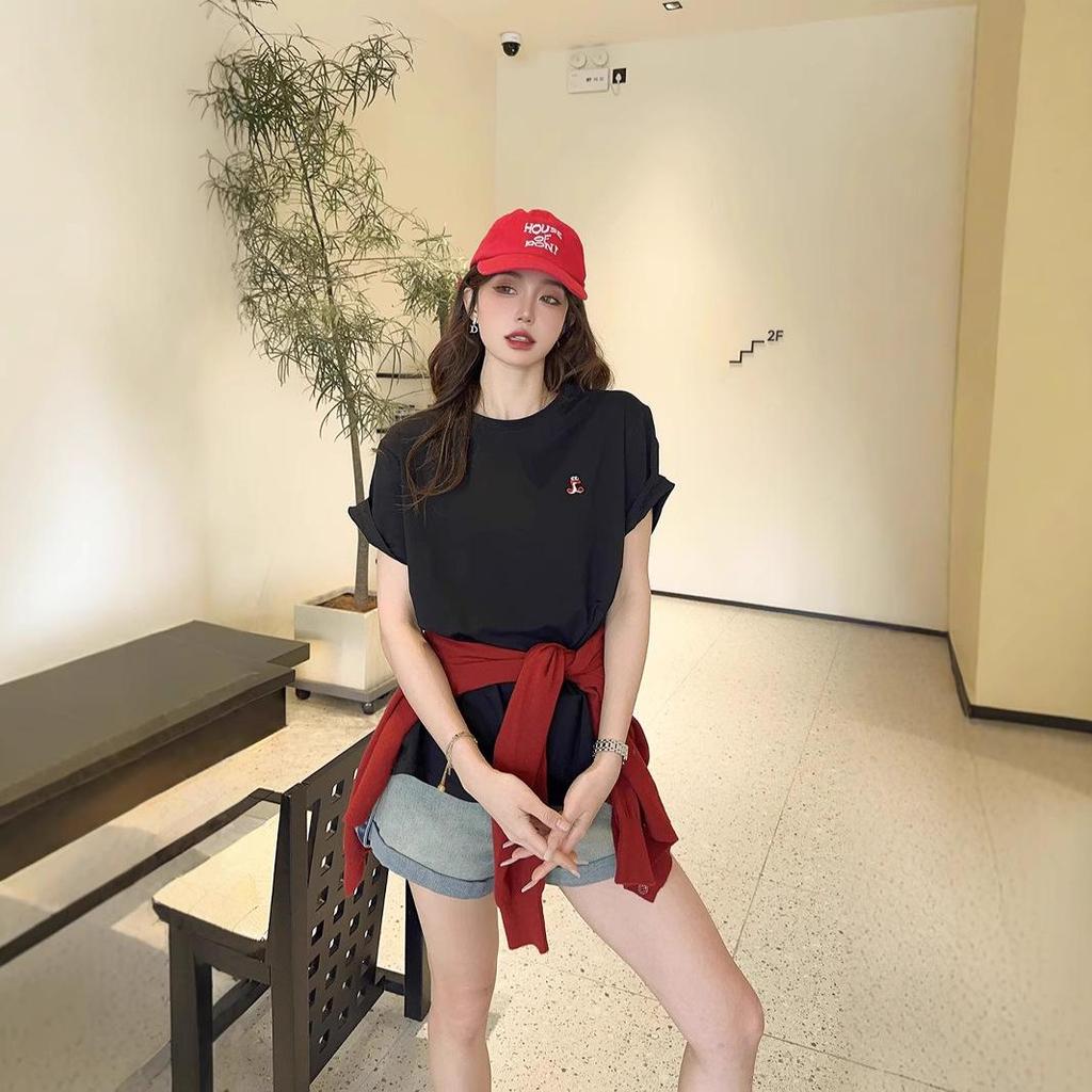 Ice Porcelain Women's Cotton White Short Sleeve Round Neck Print T-shirt, Plus Size Casual Top 2025.