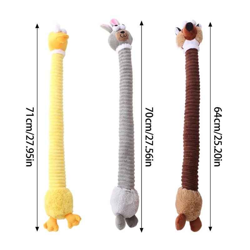 2pcs Plush Cartoon Animal Shape Toy for Chewing Teeth Cleaning Dogs Cloth Toy Training Squeaky Toy for Aggressive Chewer