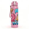 1PC Sixty Seven Retro Pop Number Graffiti Print 750ml Color Plastic Sports Water Bottle Leakproof Flip Straw Lid Suitable for Sports Office Home Use