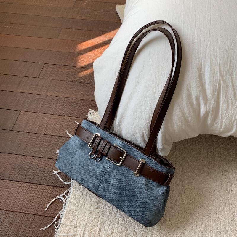 

Сумка подмышку женская 2025 новая осень и зима нишевая легкая роскошь высокая мода сумка на плечо ретро рабочая сумка для通勤 женская сумка синий