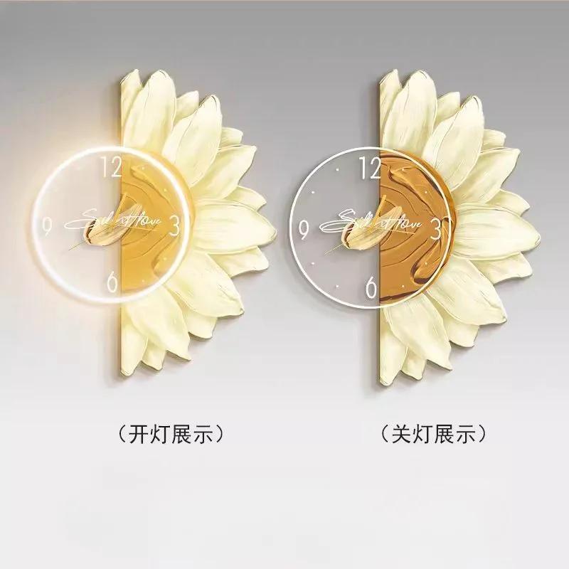 Cream Style Restaurant Decoration Painting Nordic Sunflower Dining Room Clock Hanging Painting