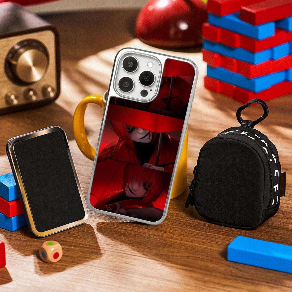 Scarletella Homicipher Y2k Game Man Phone Case for iPhone 16 15 14 13 12 11 Pro Max Sheepskin Silver-edged Protective Case