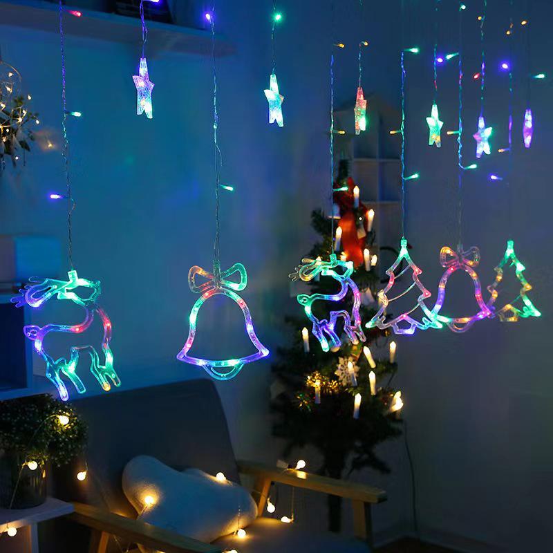 Outdoor Solar LED Star and Moon String Lights - Decorative Holiday Fairy Curtain Lights