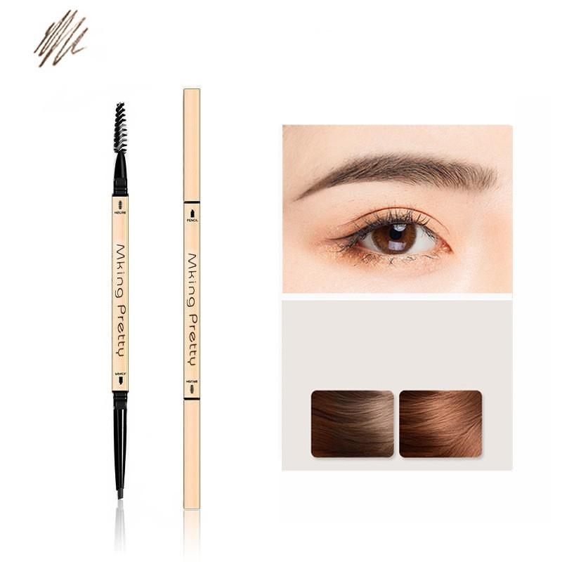 Double Head Automatic Rotating Eyebrow Pencil Waterproof Long Lasting Eyebrow Enhancer with Brow Brush Easy to Paint Makeup Tool