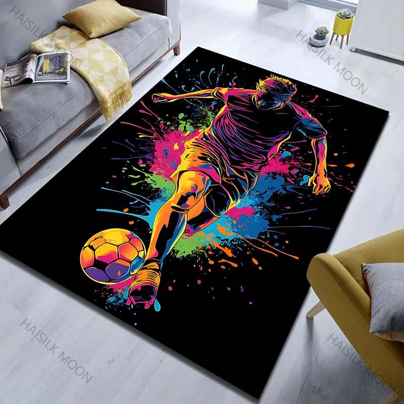 1PC Colorful Splattered Soccer Player Carpet for Living Room Bedroom Sofa Home Decor Rus Non-slip Floor Mat Luxury Gift