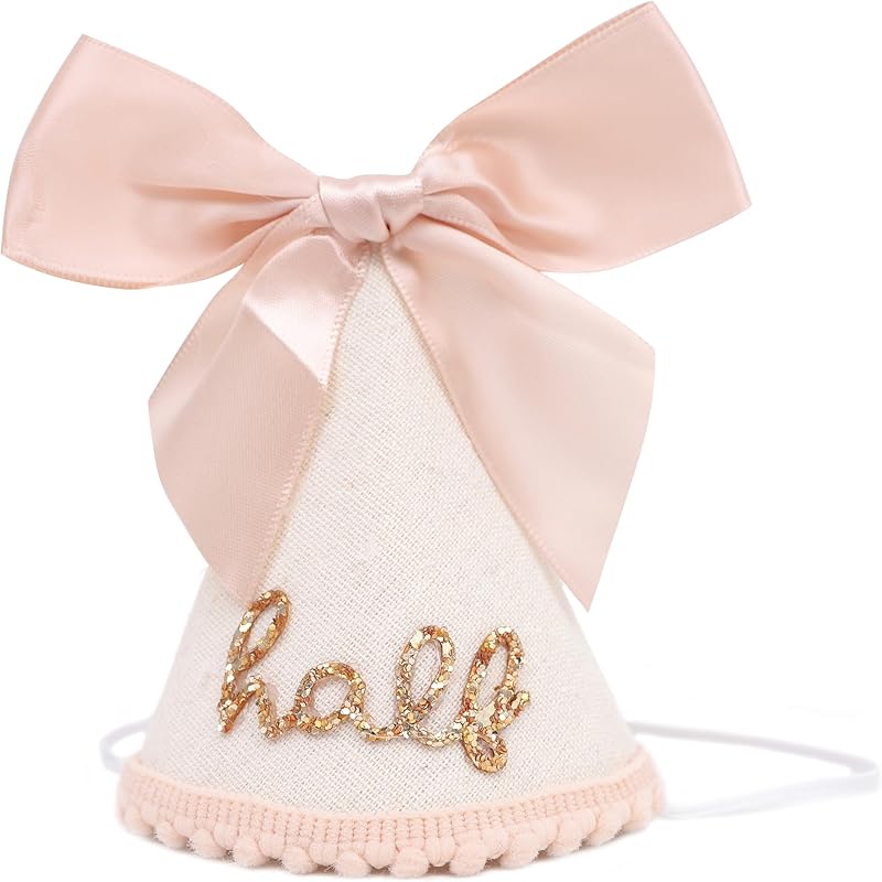 Birthday Decorations - Glitter Number Cone Hat, Princess Bow Hat, Cake Smash