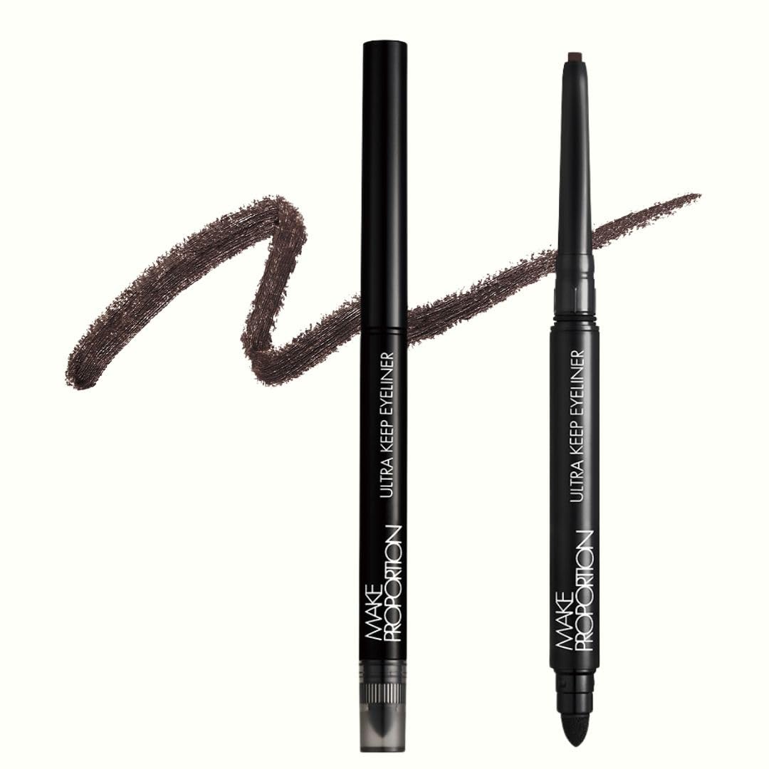 Make Proportion Ultra Keep Eyeliner (Brown Black) with Correction Tip Oval Tip, Gel Type, Long-lasting, Smudge-proof, Waterproof, Long-lasting, Up