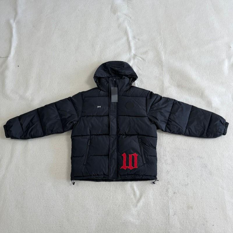 Winter Embroidered Stand Collar Puffer Coat Loose Thick Warm Jacket Men Women