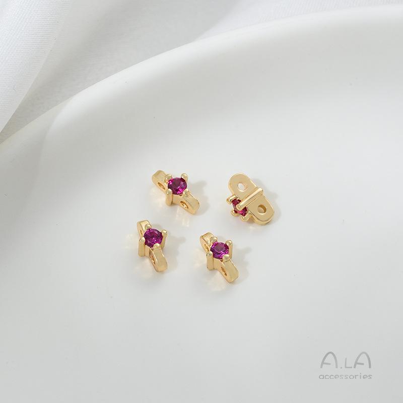 

Позолоченные 14K циркониевые бусины-спейсеры с двойным рядом отверстий для изготовления украшений своими руками