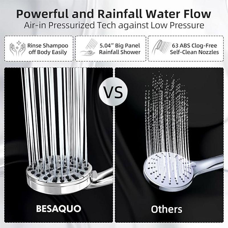 10 Modes High Pressure Electroplating Handheld Shower High Quality Bathroom Shower Head with Spray Gun Back Water Outlet