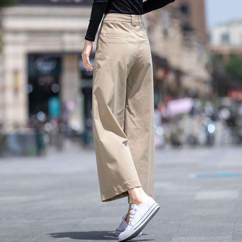 2026 New Women s Summer Thin High-Waisted Straight Wide-Leg Casual Pants S хаки